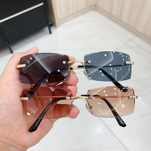 

sunglasses fashion summer women cat eye small rectangle sun glasses for female oculos lunette de soleil femm ladies frameless eyeglasses, White;black