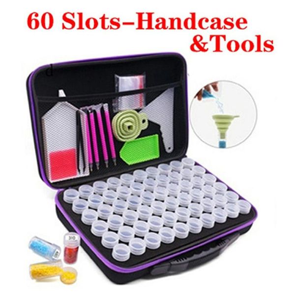 

other arts and crafts 5d diamond painting accessories storage box 60 slot beads container jar zippered case for diy diamand