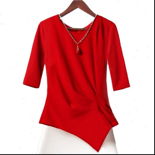 

summer 2021 irregular chiffon blouse short sleeve korean style women ladies casual white black red solid color