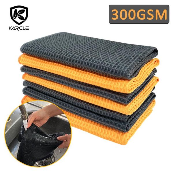 

car sponge 2/4pcs wash towel care drying cloth microfiber polishing wadffle weave towels detailing cleaning rag for kitchen
