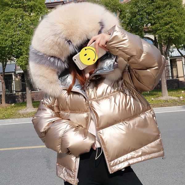 

2021 new autumn winter double size wear real fur collar down hooded jacket thick warm jackets parka women pp055 ms90, Black