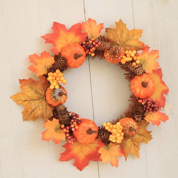 

pumpkin maple wreath autumn festival creative circular wreath door hanging home bedroom decoration accessories