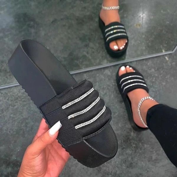 

summer fashion rhinestone casual women sandals new platform sandals with beach women large size shoe for, Black