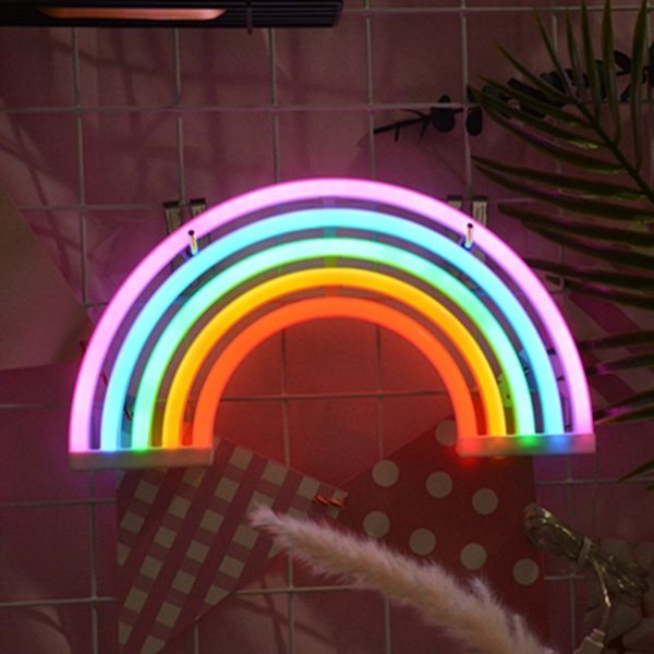 

led modeling hanging rainbow neon lights on the wall