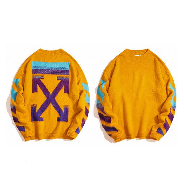 

off-w yellow mohair dark grey knitted blue gradient sweater, White;black