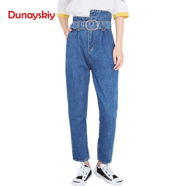 

women's jeans fashion denim harem pants women casual vintage irregular high waist autumn winter loose blue boyfriend for