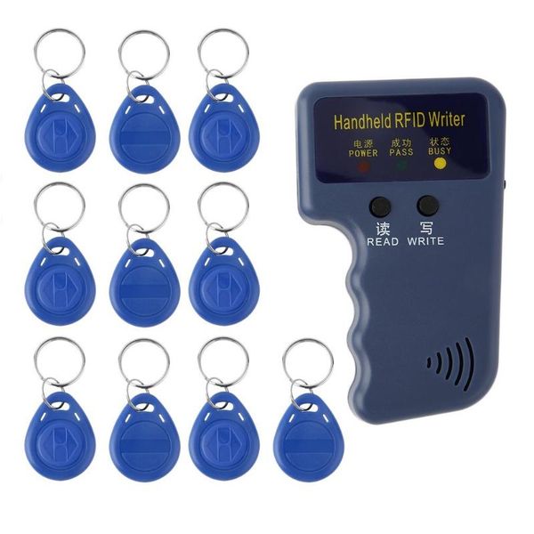 

access control card reader handheld 125khz rfid id writer duplicator programmer match writable em4305 keyfobs tags key cards