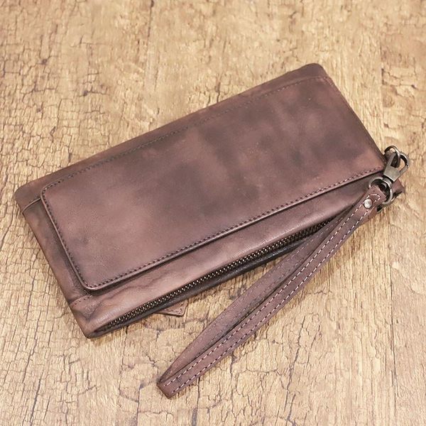 

wallets retro fashion men's cowhide long multi-card wallet luxury real leather ladies business card change mobile phone bag1, Red;black