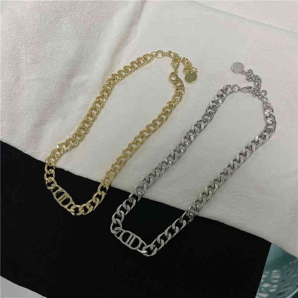 

ins personality temperament bracelet letter cd thick neck chain cold wind street shooting versatile choker clavicle necklace, Red;brown