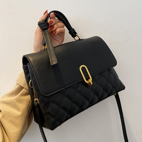 

lattice square tote bag 2021 fashion new high-quality pu leather women's designer handbag high capacity shoulder messenger bag c0227