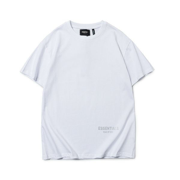 

fog essentials los angeles limited reflective cotton t-shirt high street fg loose couple short sleeve fashion brand, White;black