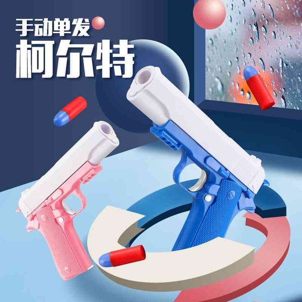 

glock soft shooter pulls bullet clip under toy gun to simulate the firing boy m1911