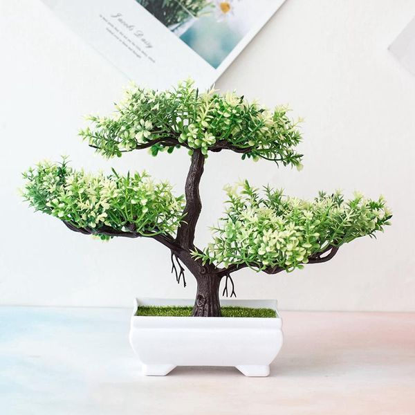 

artificial 3 forks pine tree pot plant bonsai potted simulated home/office decor