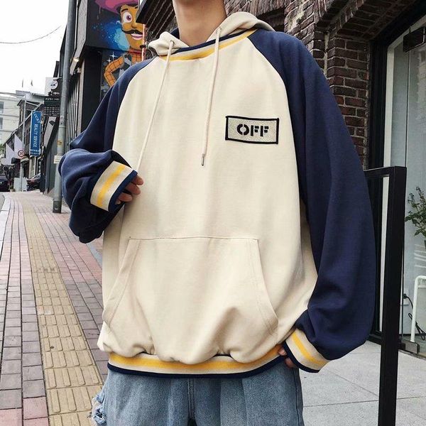 

men's hoodies & sweatshirts 2021 mens korean fashions hip hop hooded vintage casual hoodie men patchwork streetwear harajuku, Black