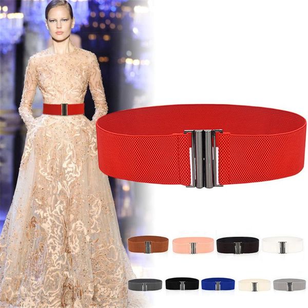 

belts fashion lady wide women elastic belt buckle waist dress stretchbrand and personal charm#35, Black;brown