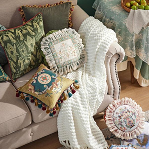 

pillow flocked cloth long back lace pillowcase 45x45cm throw cover cushion decorative lines