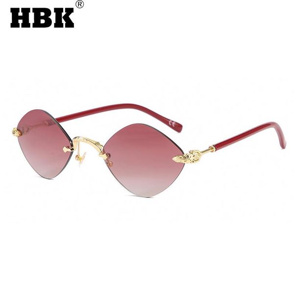 

sunglasses hbk fashion small rimless women men rhombus sun glasses ladies brand designer gold wine red shades travel uv400, White;black