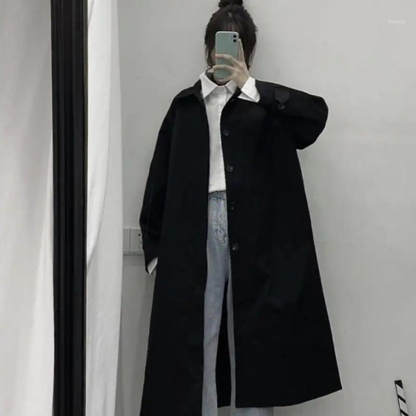 

women's trench coats 2021 autumn brand women coat long windbreaker black solid color fashion trend slim, Tan;black