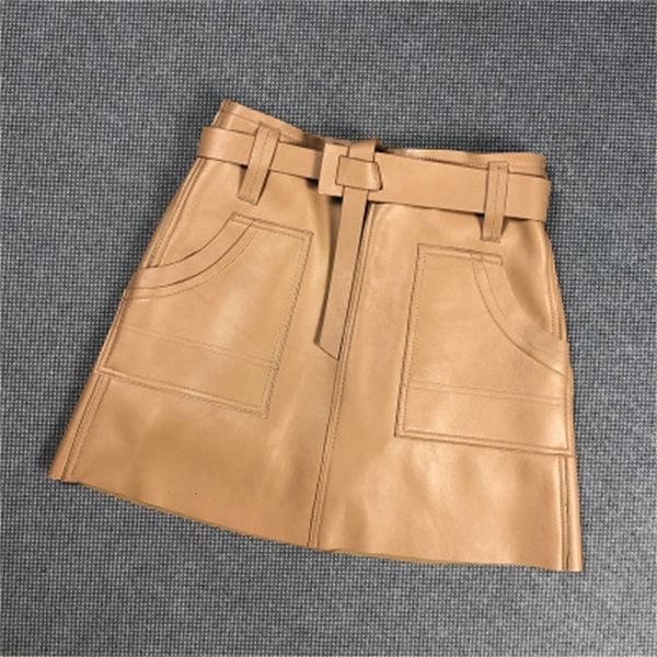 

2021 female spring genuine royal sheep leather skirt e18 jlze, Black