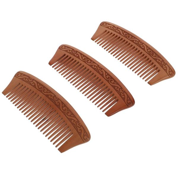 

hair brushes 3pcs chic salon combs wood sculptural styling (light brown), Silver