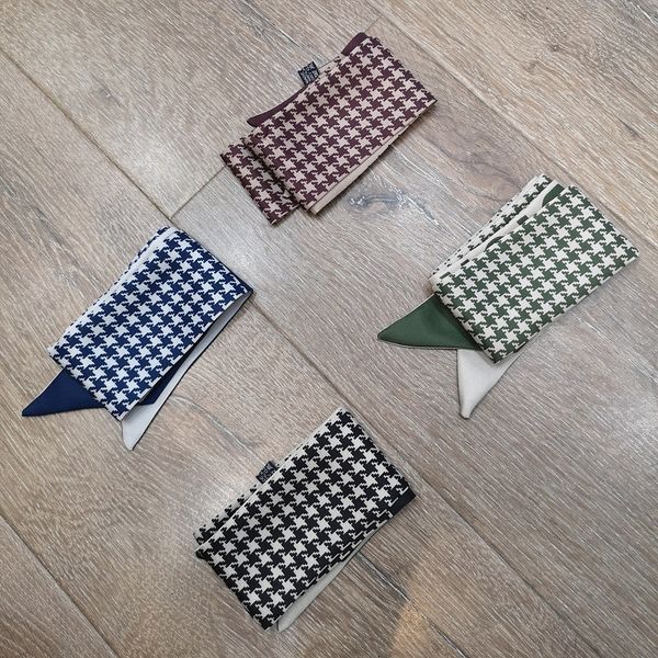 

2021 houndstooth designer scarf silk scarf fashion headband luxury brands scarf women silk scraves grade silk muffler hair bands 100*5cm, Blue;gray