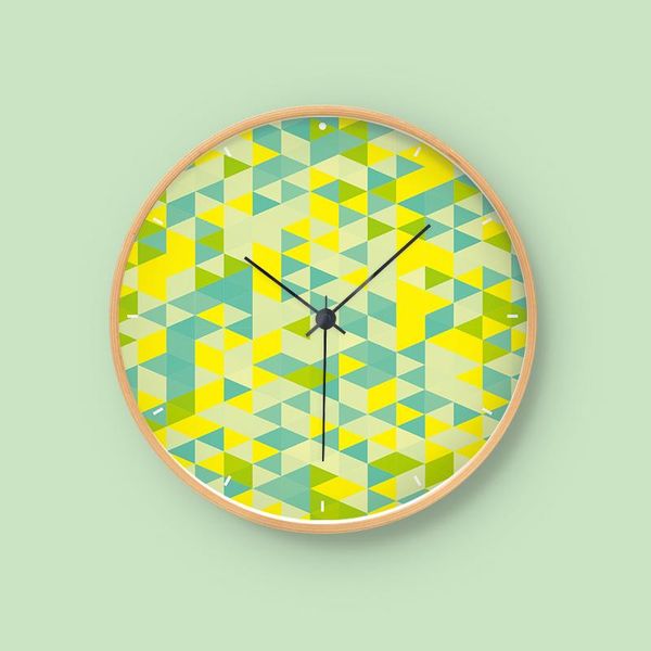 

wall clocks modern silent circular gradient color picture clock design wooden frame electronic living bedroom decor