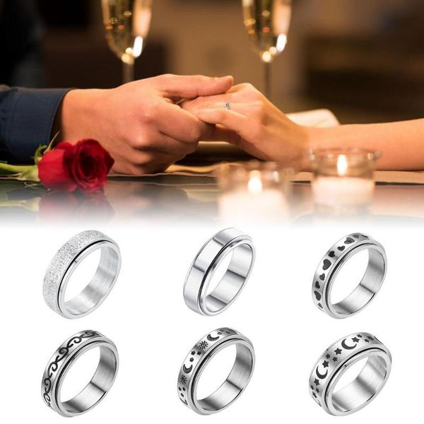 

wedding rings circle crystal ring stainless steel rose gold love rotatable unique design s 2021, Slivery;golden