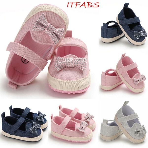 

first walkers mini diamond baby shoes summer bowknot solid color cute lace kids girls princess non-slip