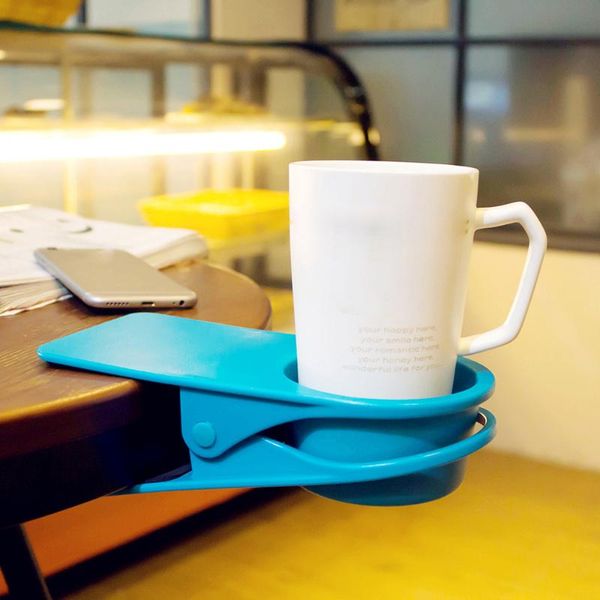 

plastic coffee mug desk lap table holder clip home/office kitchen storage random color creative cup folder holder drink