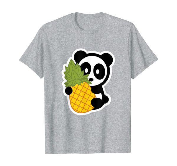 

panda pineapple bambu bear tropical fruit food cute adorable t-shirt, White;black