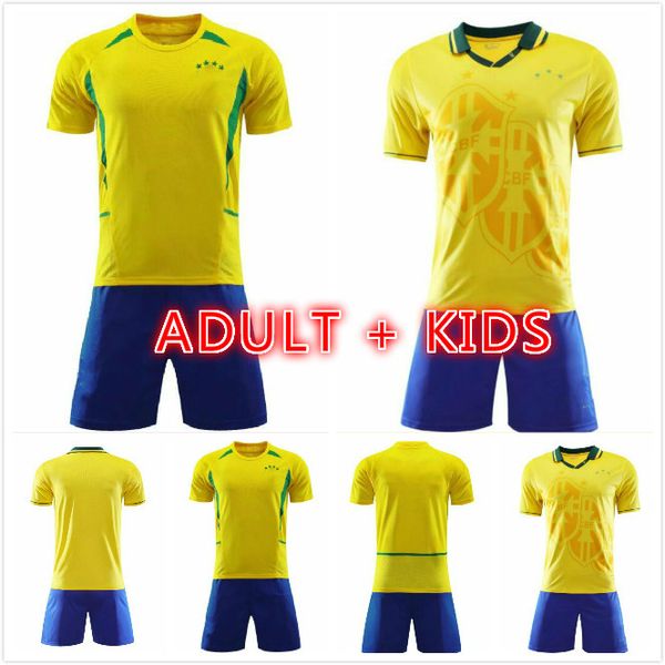 

man kids kit 1994 2002 brasil soccer jerseys retro shirts carlos romario ronaldo ronaldinho camisa de futebol brazils rivaldo adriano, Black;yellow