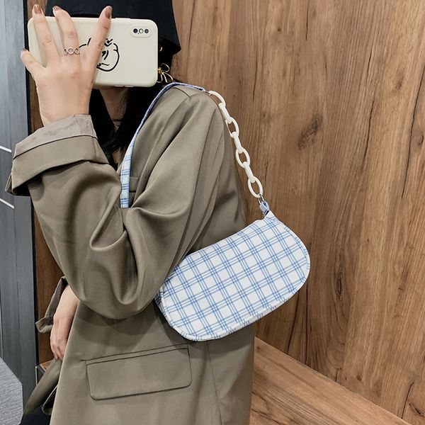 

small plaid chains designer vintage bag womens bag ladies handbag baguette female luxury bag womens sac