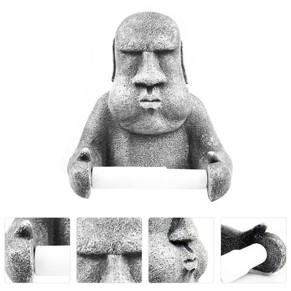 

tissue boxes & napkins 1pc roll paper rack easter island moai design wall mounted