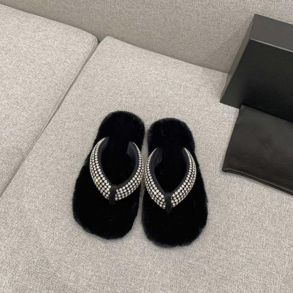 

slippers 2021 mink flip flop soft autumn women round toe flats outdoor street style shoes lazy black crystal