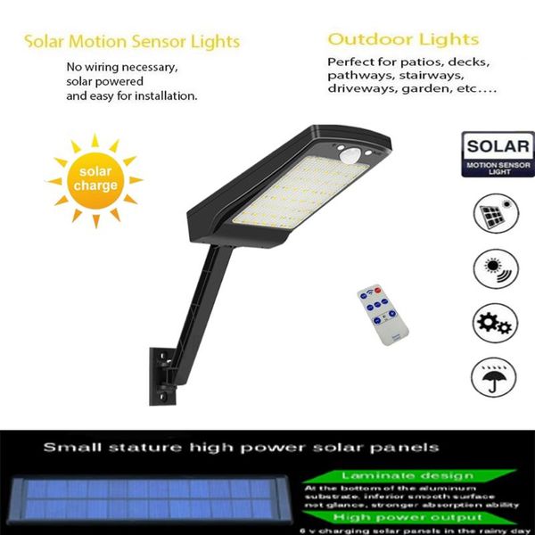 

solar lamps pir motion sensor waterproof street lamp garden decoration remote control led lights outdoor hanging rechargeable light