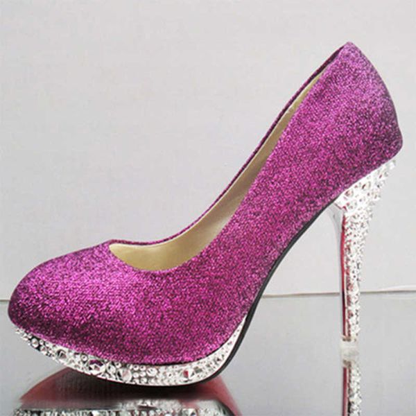 

wedding pumps crystal women high heelsladies shallow rhinestone glitter slip on shoes female fashion comfort footwear 2021 y0611, Black
