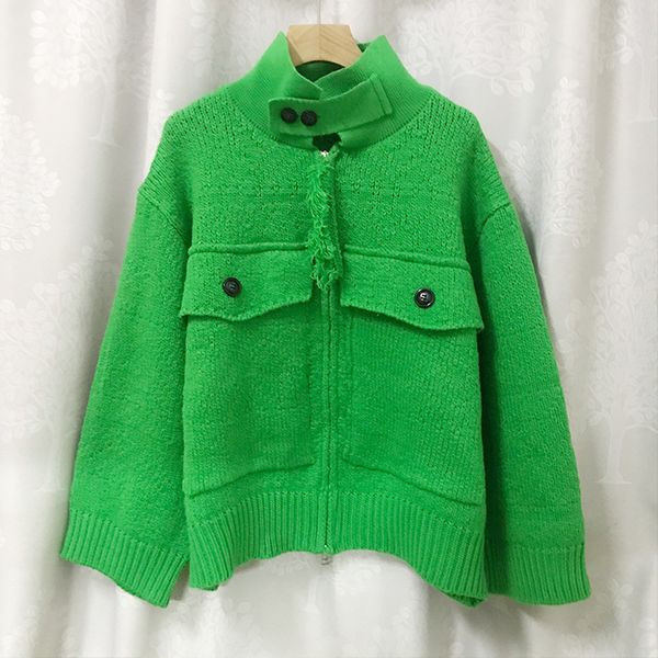 

1115 2021 runway autumn brand same style sweater long sleeve crew neck cardigan white green yellow black fashion womens clothes womens xue, White;black