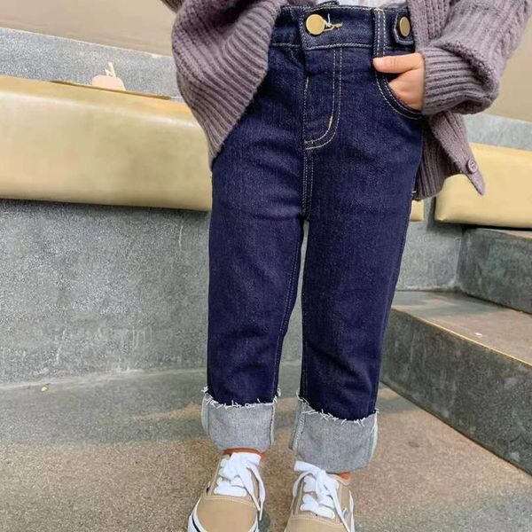 

jeans girls' little girl loose straight-leg pants baby foreign style wide-leg children's spring and autumn clothes, Blue