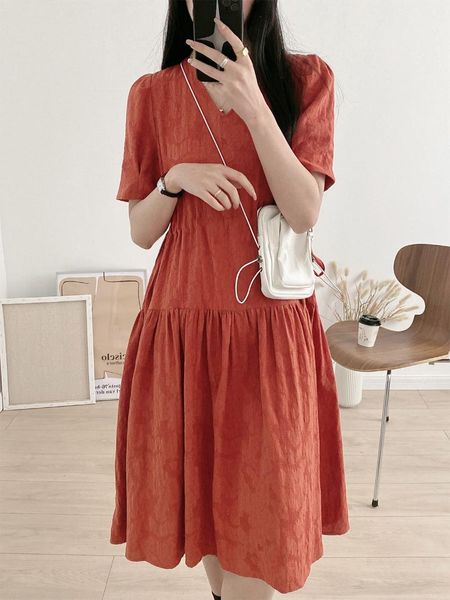 

two piece dress lizhiqi women's 2021 summer v-neck bubble sleeve drawstring waist long skirt 110391, White