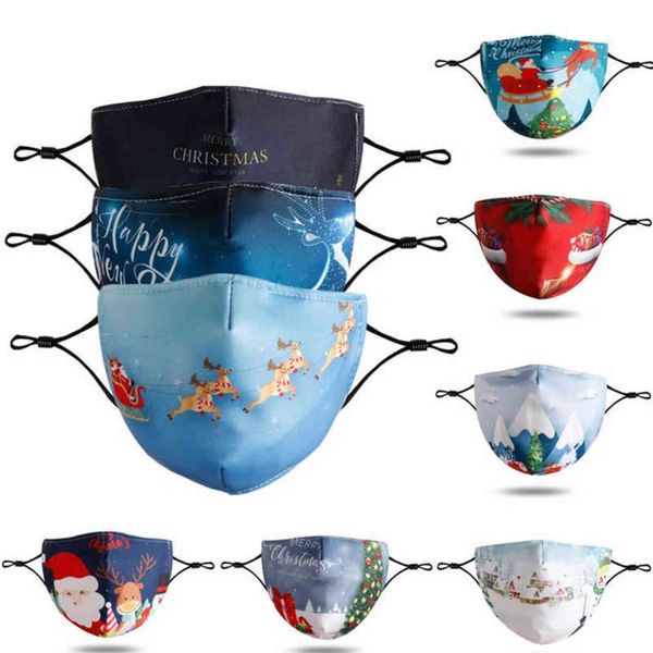

stock 2021 christmas face mask fashion masks cartoon washable printed santa beard mask pm2.5 dust haze mask