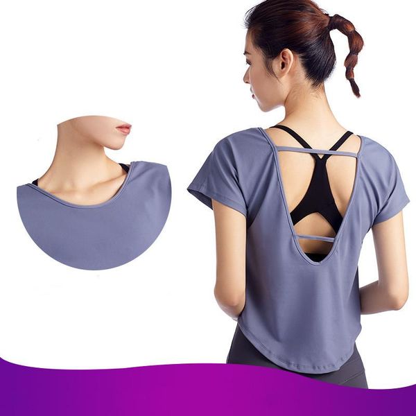 

yoga outfit thin belt hollow beautiful back loose vest front round neck deep v wear 2021 spring and summer