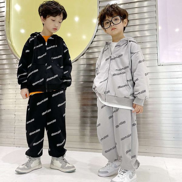 

boys' xiha new monkey 2021 sportswear cardigan zhongda knitted spring wear children's and pants, White