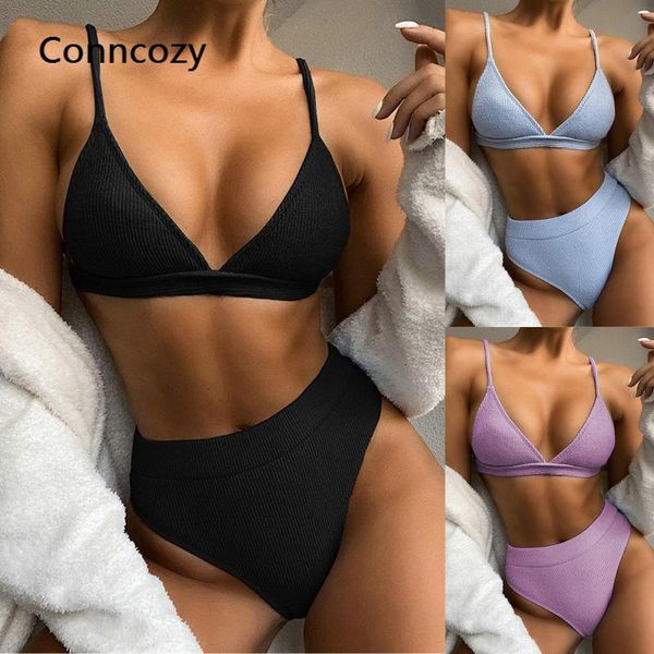 

women's swimwear 2021 women solid split swimsuit fashion bikini 2 piece sets swimming suits female bathing suit, White;black