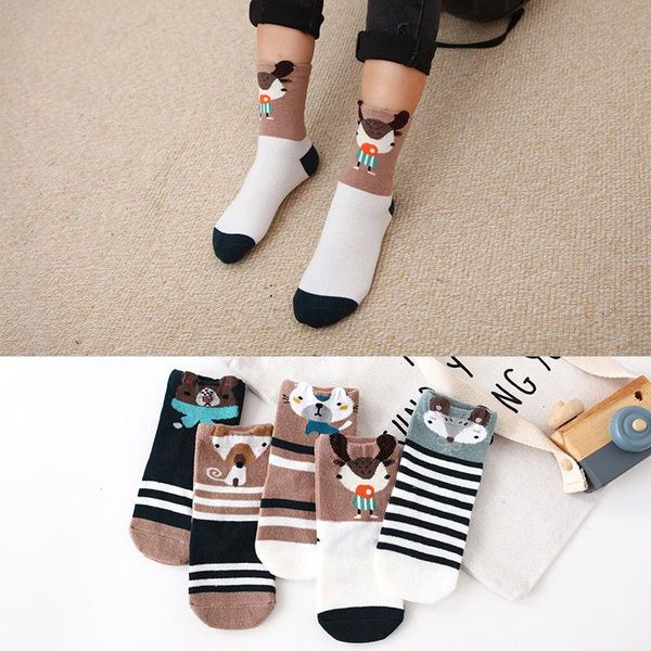 

socks 5 pairs/lot cute kids cartoon animal soft lovely cotton children for girls toddler boys breathable child, Pink;yellow