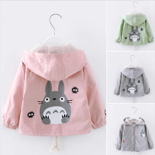 

new spring autumn girls windbreaker coat baby kids totoro hooded jackets cartoon baby kids outerwear children clothing, Blue;gray