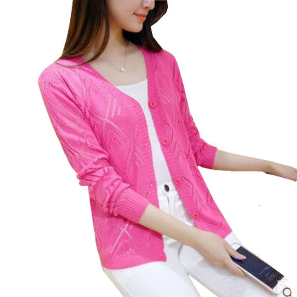 

women's knits & tees cardigan shirt long sleeve with v-low, air conditioning for women, solid mesh jacket, spring, summer and autumn yz, White