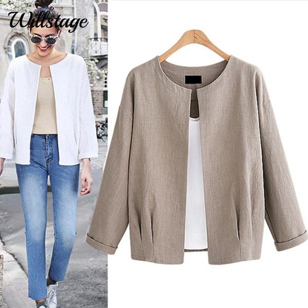 

women's jackets willstage plus size 4xl coats women long sleeve pure color casual cardigan loose office ladies oversize outerwear, Black;brown