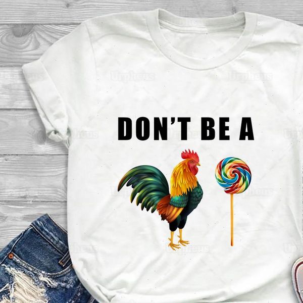 

dont be a cock sucker shirt sarcastic humor lollipop rooster tshirt animal graphic funny tees 100% cotton, White