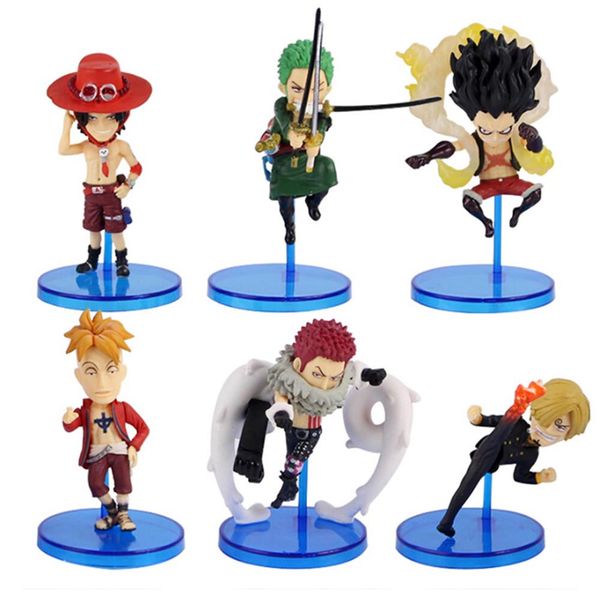 

6Pcs/Set 8-9cm Anime OP Figure Toys Charlotte Katakuri Luffy Zoro Sanji Ace Marco PVC Model Dolls Gift for Kids