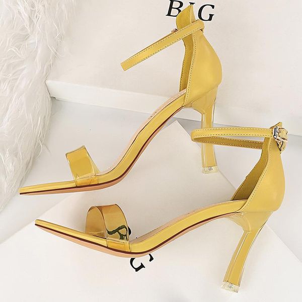 

sandals women 8.5cm high heels crystal stripper strap stiletto sandles wedding bridal elegant yellow pleaser shoes, Black